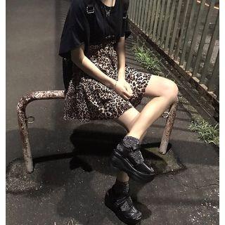 Leopard Print Mini A-line Skirt As Shown In Figure - One Size