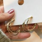 925 Sterling Silver Layer Hook Earring 1 Pair - Gold - One Size