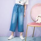Bow Cropped Wide Leg Jeans
