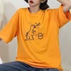 Printed Short-sleeve T-shirt Orange - One Size