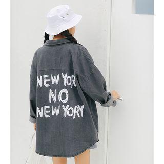 Lettering Loose-fit Denim Jacket