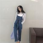 Bow-tied Cropped Denim Jumper Pants