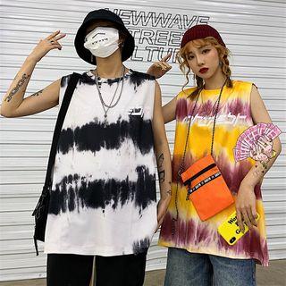 Sleeveless Tie Dye Printed T-shirt