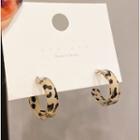 Leopard Print Hoop Earring 01 - 1 Pair - Leopard - Beige - One Size