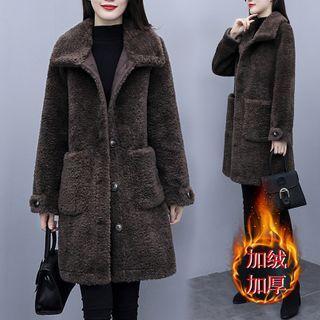 Plain Fluffy Single-breasted Coat