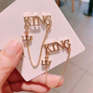 Lettering Drop Earring 1 Pair - Gold - One Size