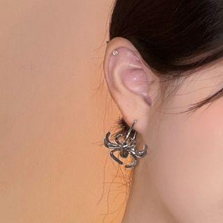 Spider Drop Earring 1 Pair - Silver Pin - Silver - One Size