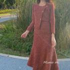 Spaghetti Strap Tweed Midi A-line Dress / Jacket