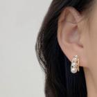 Faux Pearl Alloy Open Hoop Earring E4420 - 1 Pair - 925 Silver - Gold - One Size