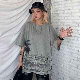 Surfing Print Short Sleeve T-shirt