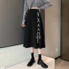 Lace-up High-waist Midi Skirt