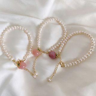 Chinese Characters Alloy Freshwater Pearl Bracelet