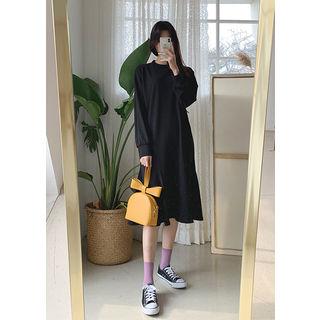 Tall Size Crew-neck Flared Midi Dress