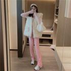 Fluffy Vest / Plain Sweater / Straight Leg Sweatpants