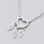 925 Sterling Silver Rhinestone Heart Dream Catcher Pendant Necklace S925 Silver - Necklace - Dream Catcher - One Size