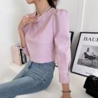 3/4-sleeve Zip-side Cropped Top
