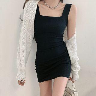 Wide Strap Sheath Dress / Cardigan
