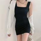 Wide Strap Sheath Dress / Cardigan