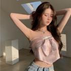 Bow Satin Tube Top Light Pink - One Size