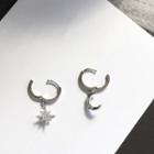 Rhinestone Moon & Star Dangle Earring 1 Pair - Earring - One Size