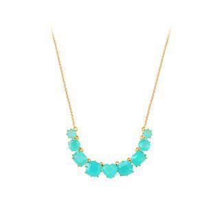 Fashion Elegant Plated Gold Geometric Light Green Cubic Zirconia Necklace Golden - One Size