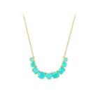 Fashion Elegant Plated Gold Geometric Light Green Cubic Zirconia Necklace Golden - One Size