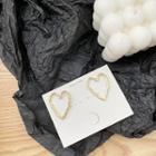 925 Sterling Silver Hollow Heart Stud Earring 1 Pair - 925 Silver Stud Earrings - Gold - One Size