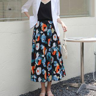 High-waist Print Pleated Skirt As Shown In Figure - F
