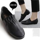 Shirred Genuine-leather Loafers