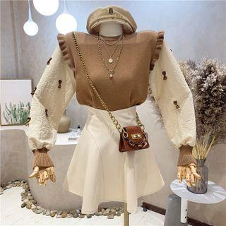 Long-sleeve Bow Panel Knit Top