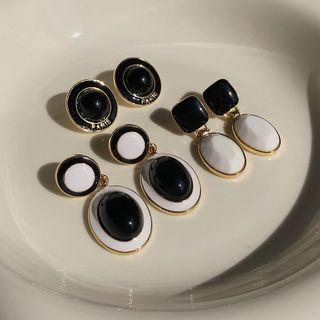Square Glaze Alloy Hoop Dangle Earring