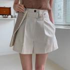 Belted Wide-leg Linen Shorts