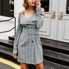 Plaid Belted Collared Dress