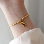 Gold Nugget Pendant Stainless Steel Bracelet Bracelet - Gold - One Size