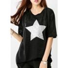 Star Print Glittered Top