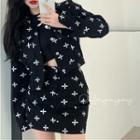 Patterned Button Jacket / A-line Skirt