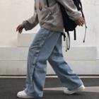 Button-side Wide Leg Jeans