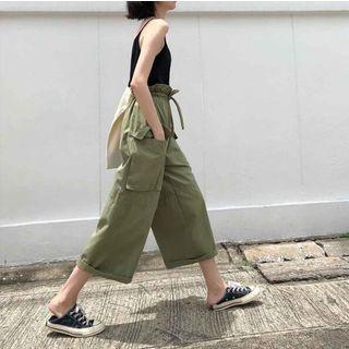 Paperbag-waist Wide Leg Pants