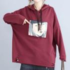 Oversized Ripped Printed Hoodie