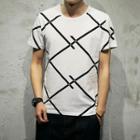 Striped Printed Short Sleeve T-shirt