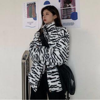 Zebra Print Fluffy Jacket / Wrist Cuff Belt
