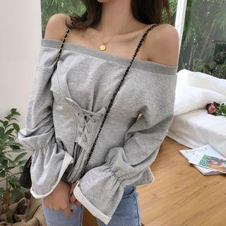 Off Shoulder Tie Waist Pullover