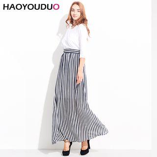 Striped Maxi Chiffon Skirt