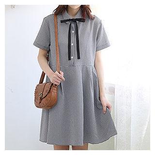 Half-placket Plaid Mini Shirtdress