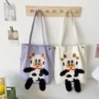 Cow Embroidered Canvas Tote Bag