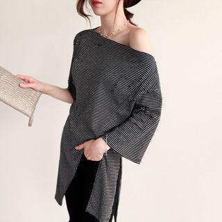 Off-shoulder Distressed Asymmetric Long Top