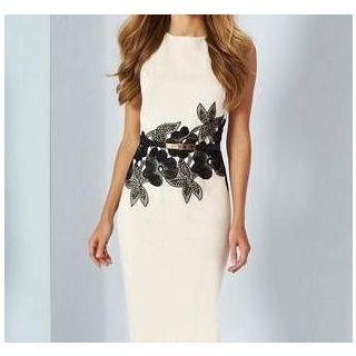 Flower Print Midi Dress With Belt