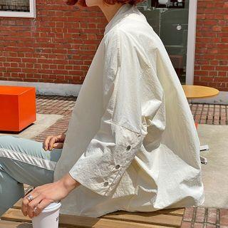 Button-sleeve Zip-up Jacket