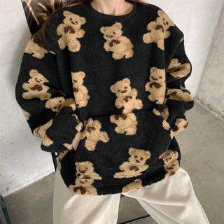 Long-sleeve Bear Printed Top