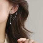 925 Sterling Silver Star Chained Dangle Earring Single - Silver - One Size